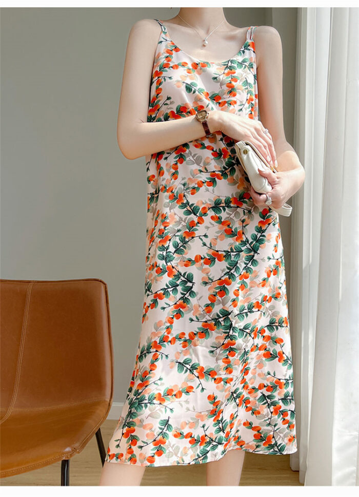 Women's U-neck satin camisole dress
