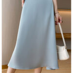 Solid color satin skirt