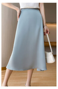 Solid color satin skirt