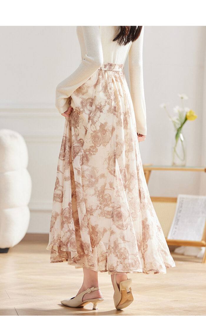 SISUOON Chinese style high waisted A-line skirt