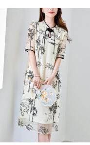 New light luxury satin patchwork lace up slimming dress
