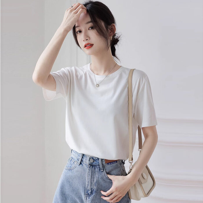10A Antibacterial Tianzhu Cotton Ice Silk Three proof Short sleeved T-shirt