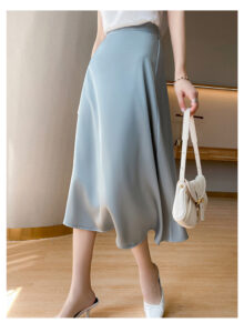 Solid color satin skirt