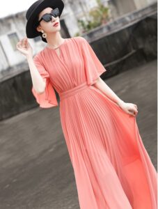 2025 Summer Elegant Romantic Long Dress with Lotus Leaf Sleeves