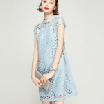 Bailuyu Style Fashionable Hollow Grid A-line Dress
