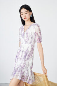 CHIU · SHUI Elegant Bubble Sleeve Dress