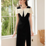 25 Summer Fashion V-neck Mid length Split Black Dress