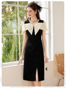 25 Summer Fashion V-neck Mid length Split Black Dress