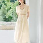 Tassel V-neck temperament short sleeved dress