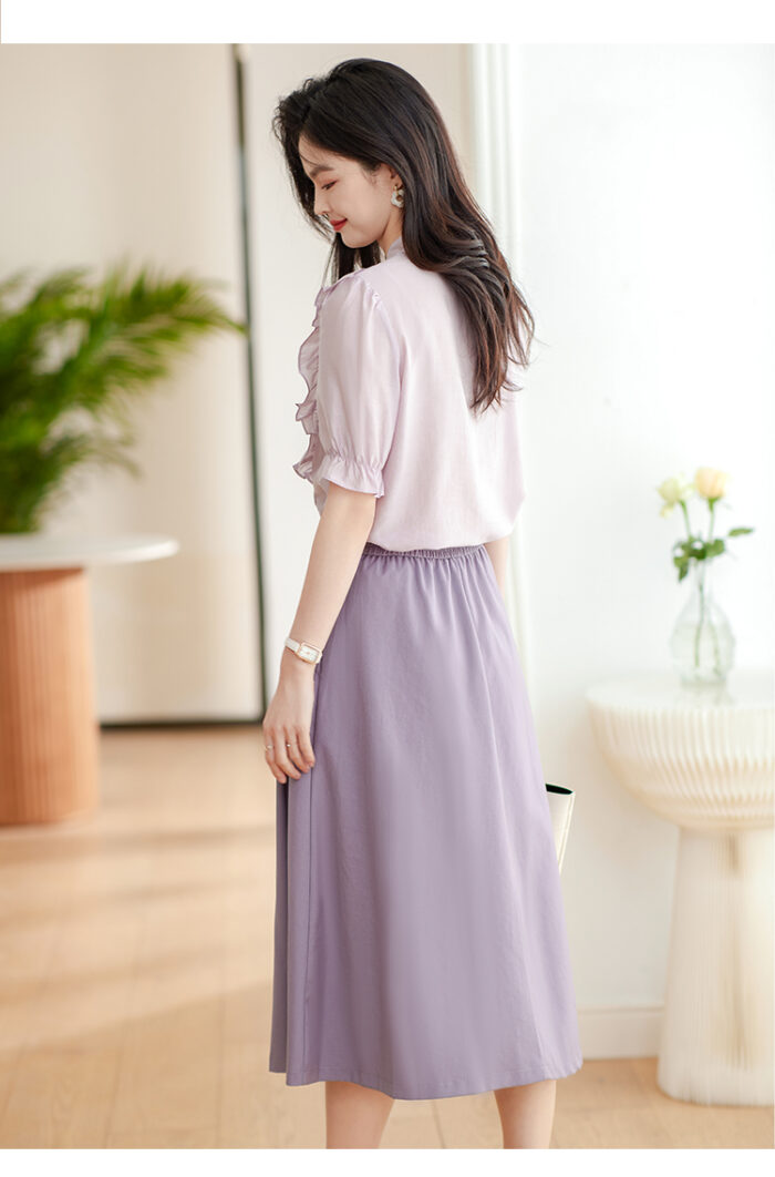 On&On bow shirt half skirt two-piece set