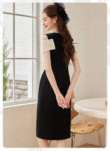 25 Summer Fashion V-neck Mid length Split Black Dress