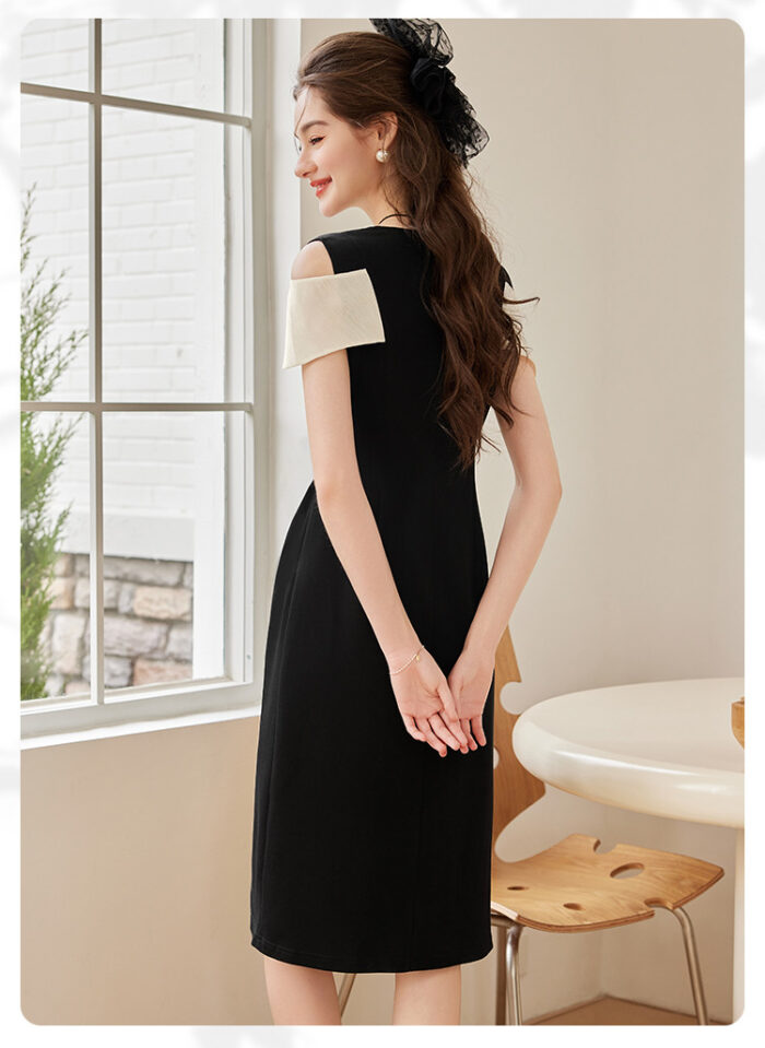 25 Summer Fashion V-neck Mid length Split Black Dress