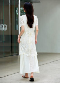 Fake two-piece spliced jacquard lace dress
