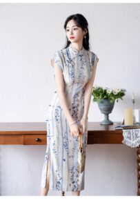 New Chinese style elegant striped cheongsam