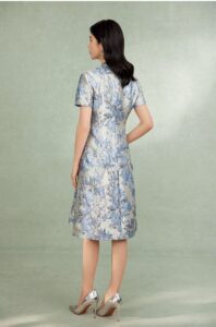 BBLLUUEE embossed jacquard dress short sleeved dress