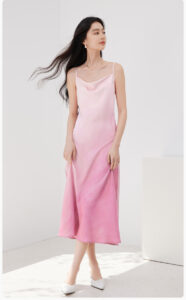 X. YING Vacation Style Gradient Swing Collar Strap Dress