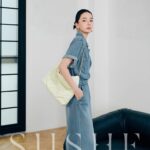 SUSHE short sleeved straight leg denim dress