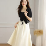 Kaiser fake two black and white patchwork dresses