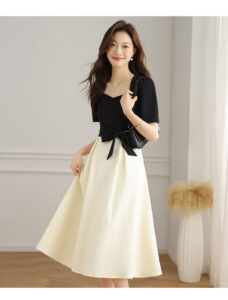 Kaiser fake two black and white patchwork dresses