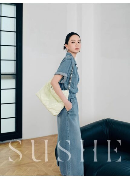 SUSHE short sleeved straight leg denim dress