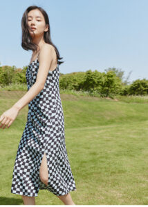 Summer retro checkerboard dress with camisole underneath