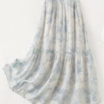 IHIMI minimalist A-line ink wash ruffle print skirt