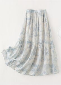 IHIMI minimalist A-line ink wash ruffle print skirt