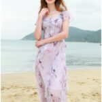 3 COLOUR 2025 Summer New Printed Chiffon Dress