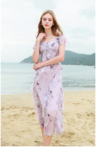 3 COLOUR 2025 Summer New Printed Chiffon Dress