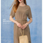 A-line short sleeved women's silk women's dress