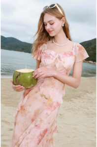 3 COLOUR 2025 Summer New Printed Chiffon Dress