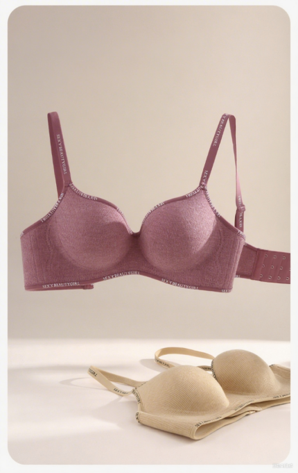 Four row three button/gathered upper support/seamless one-piece bra without steel ring