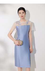 BBLLUUEE Oriental Embroidered Splicing Dress