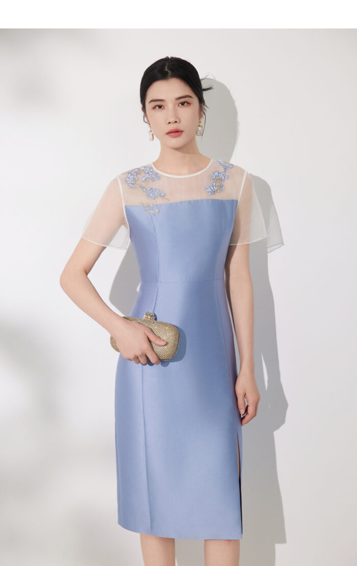 BBLLUUEE Oriental Embroidered Splicing Dress