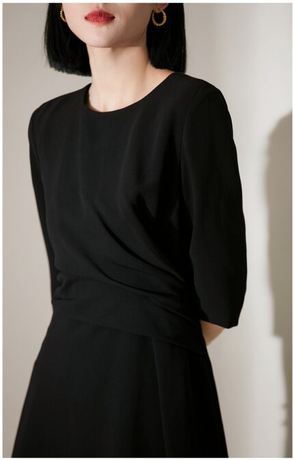 KELE COCO French waist pleated acetate dress