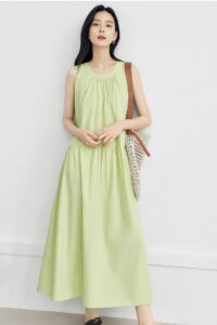 Duibai beach vacation blue sleeveless dress A-line skirt