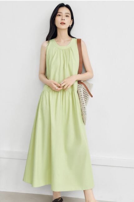 Duibai beach vacation blue sleeveless dress A-line skirt