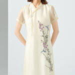 JINJU silk organza improved cheongsam dress