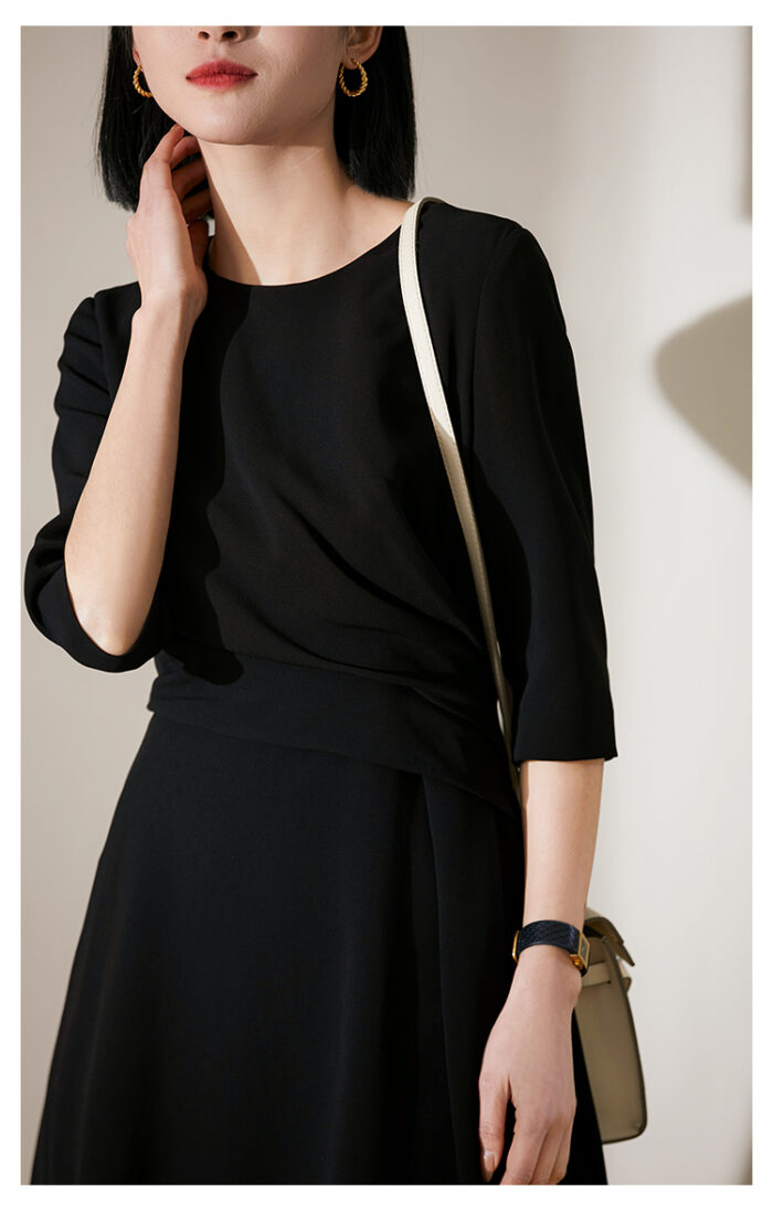 KELE COCO French waist pleated acetate dress