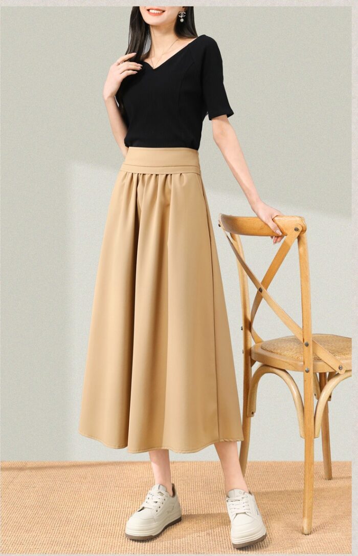 Lazy and relaxed feeling, slimming and versatile A-line suit long skirt