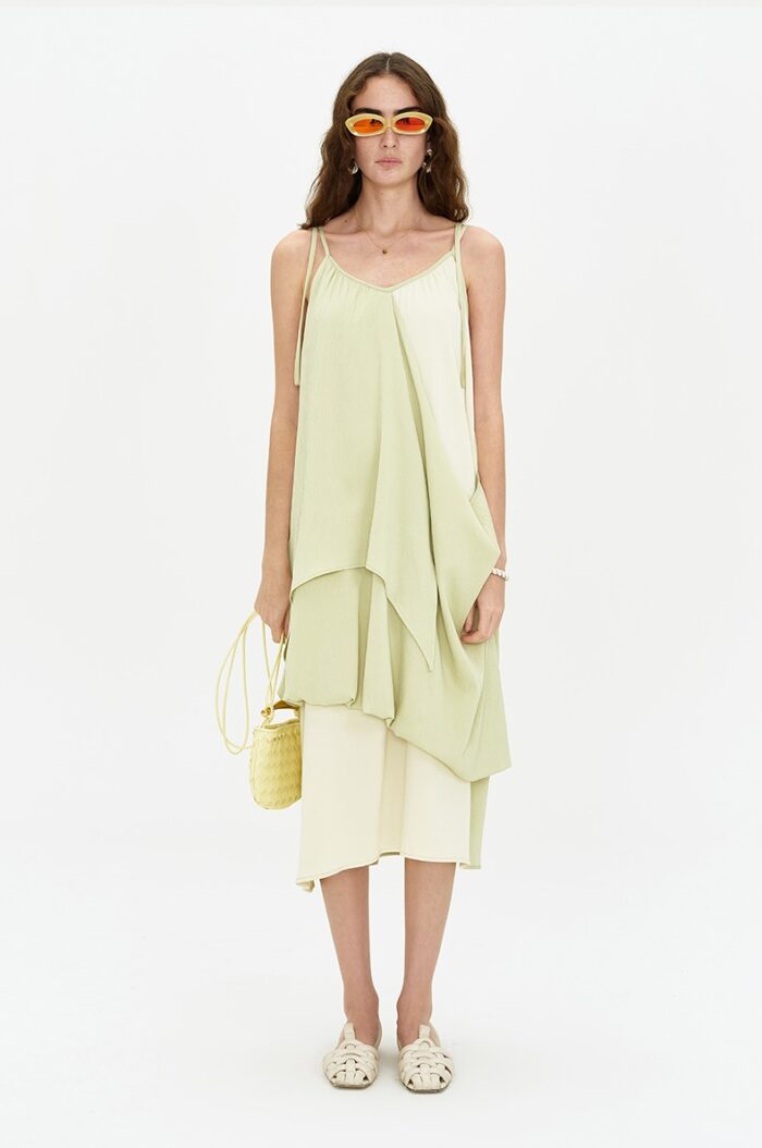 Self Who Color blocked Anti wrinkle Strap Dress for Women