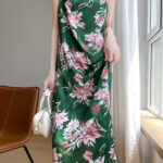 V-neck dyed jacquard camisole dress