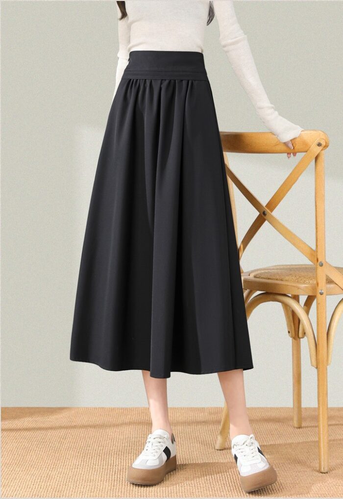 Lazy and relaxed feeling, slimming and versatile A-line suit long skirt