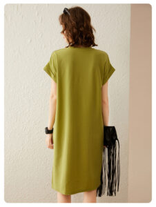 Vintage printed slit T-shirt dress