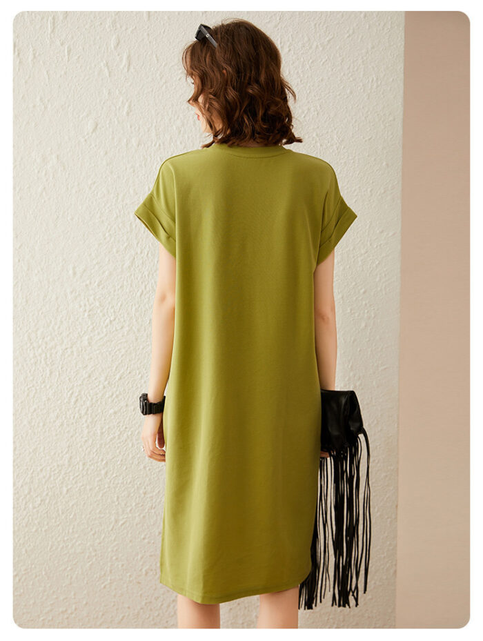 Vintage printed slit T-shirt dress