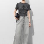 Biselena French slimming round neck short sleeved T-shirt
