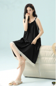 FENTENG Summer Pure Cotton Women's Strap Sleeping Skirt