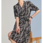 Vintage floral V-neck silk dress
