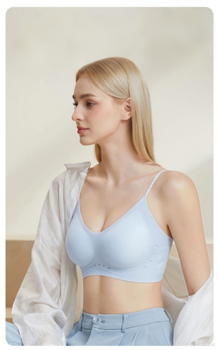 Summer lightweight and breathable small chest gathered seamless back bra