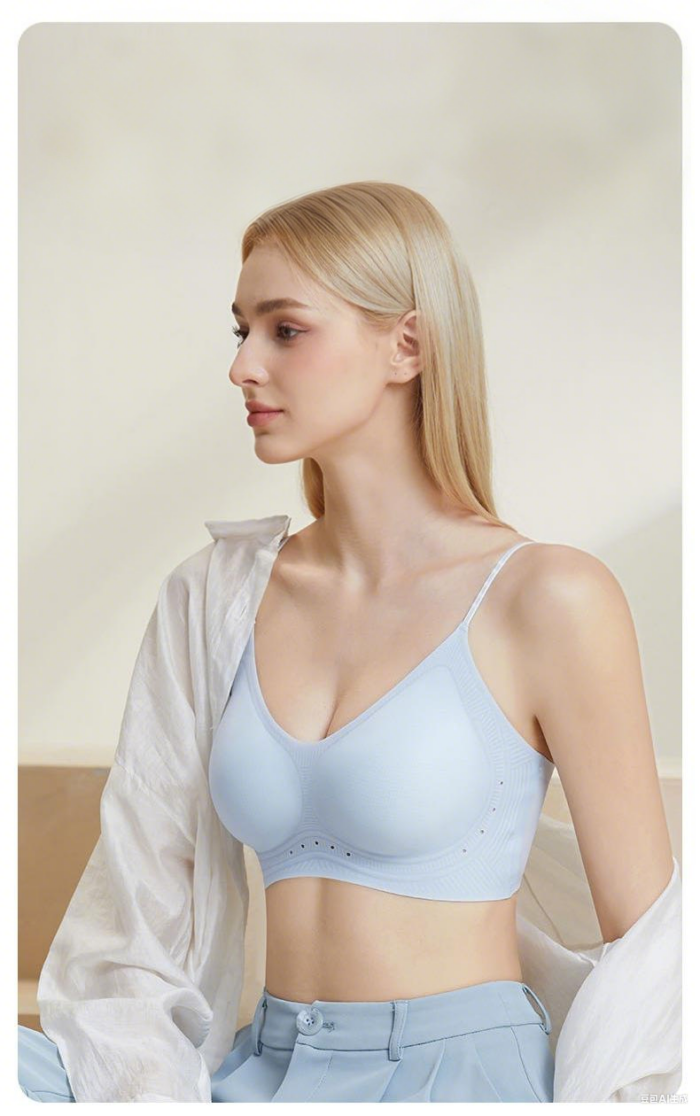 Summer lightweight and breathable small chest gathered seamless back bra